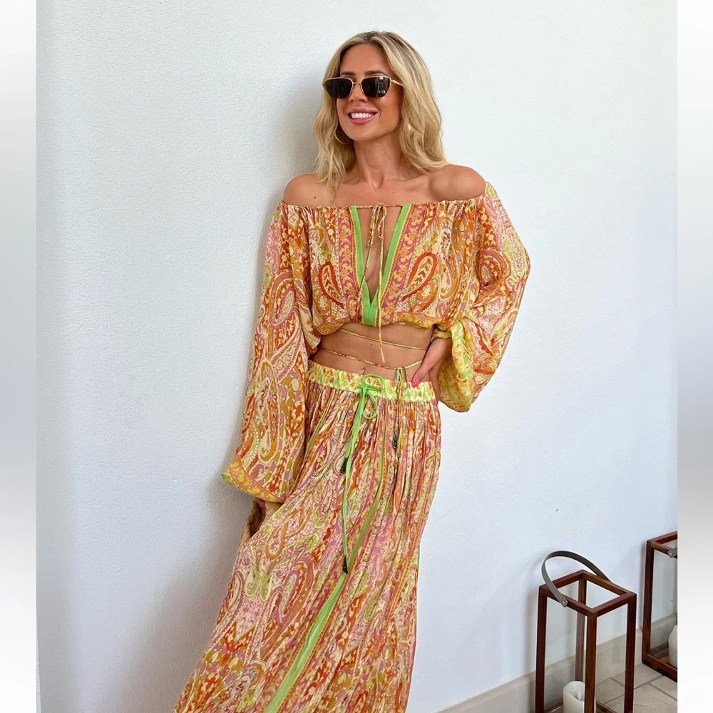 Zara Multicolor Off-Shoulder Top - Picture 4 of 10